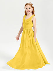 Long V-neck Junior Bridesmaid Dresses Marigold