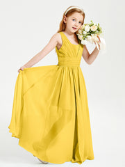 Long V-neck Junior Bridesmaid Dresses Marigold