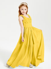Long V-neck Junior Bridesmaid Dresses Marigold