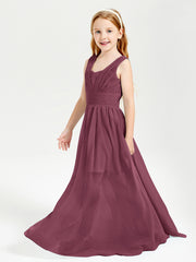 Long V-neck Junior Bridesmaid Dresses Mulberry