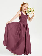 Long V-neck Junior Bridesmaid Dresses Mulberry