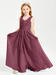 Long V-neck Junior Bridesmaid Dresses Mulberry