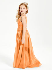 Long V-neck Junior Bridesmaid Dresses Orange