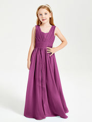 Long V-neck Junior Bridesmaid Dresses Orchid
