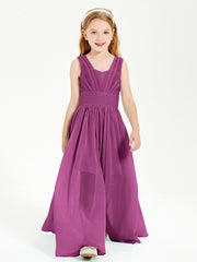 Long V-neck Junior Bridesmaid Dresses Orchid