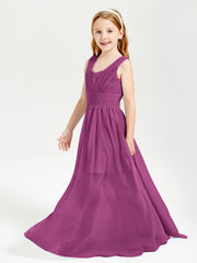 Long V-neck Junior Bridesmaid Dresses Orchid