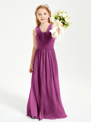 Long V-neck Junior Bridesmaid Dresses Orchid