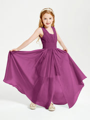 Long V-neck Junior Bridesmaid Dresses Orchid