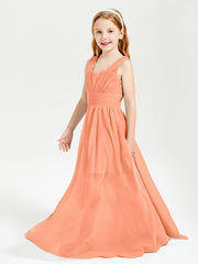 Long V-neck Junior Bridesmaid Dresses Papaya