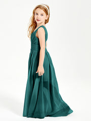 Long V-neck Junior Bridesmaid Dresses Peacock