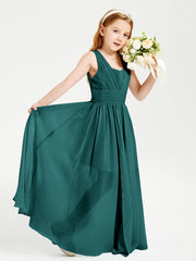 Long V-neck Junior Bridesmaid Dresses Peacock
