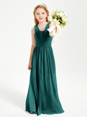 Long V-neck Junior Bridesmaid Dresses Peacock