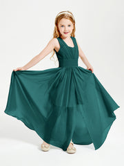 Long V-neck Junior Bridesmaid Dresses Peacock