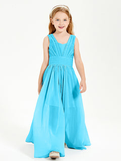 Long V-neck Junior Bridesmaid Dresses Pool