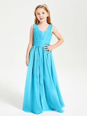 Long V-neck Junior Bridesmaid Dresses Pool