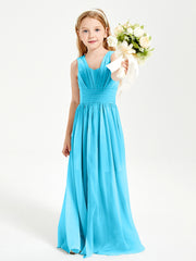 Long V-neck Junior Bridesmaid Dresses Pool