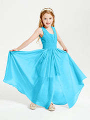 Long V-neck Junior Bridesmaid Dresses Pool