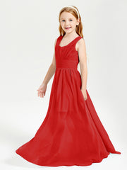 Long V-neck Junior Bridesmaid Dresses Red