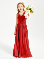 Long V-neck Junior Bridesmaid Dresses Red