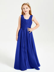 Long V-neck Junior Bridesmaid Dresses Royal Blue