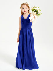 Long V-neck Junior Bridesmaid Dresses Royal Blue