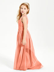 Long V-neck Junior Bridesmaid Dresses Sunset