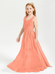 Long V-neck Junior Bridesmaid Dresses Sunset