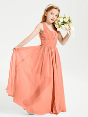 Long V-neck Junior Bridesmaid Dresses Sunset