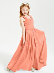 Long V-neck Junior Bridesmaid Dresses Sunset