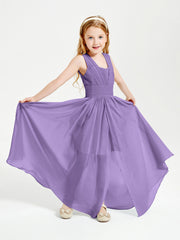 Long V-neck Junior Bridesmaid Dresses Tahiti