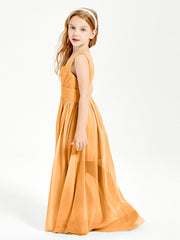 Long V-neck Junior Bridesmaid Dresses Tangerine