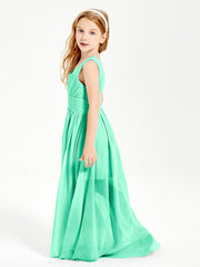 Long V-neck Junior Bridesmaid Dresses Turquoise