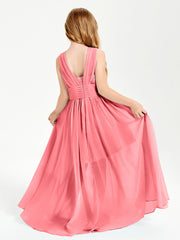 Long V-neck Junior Bridesmaid Dresses Watermelon