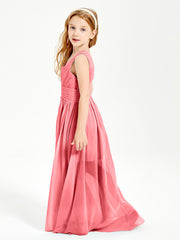 Long V-neck Junior Bridesmaid Dresses Watermelon