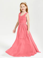 Long V-neck Junior Bridesmaid Dresses Watermelon