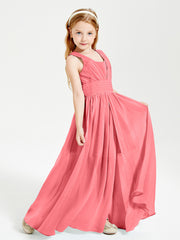 Long V-neck Junior Bridesmaid Dresses Watermelon