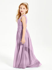 Long V-neck Junior Bridesmaid Dresses Wisteria