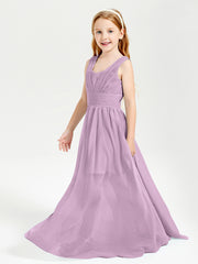 Long V-neck Junior Bridesmaid Dresses Wisteria