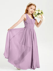 Long V-neck Junior Bridesmaid Dresses Wisteria