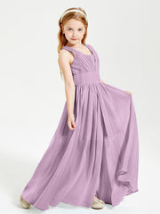 Long V-neck Junior Bridesmaid Dresses Wisteria