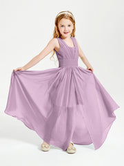 Long V-neck Junior Bridesmaid Dresses Wisteria