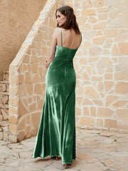 Cowl Neck Floor-length Velvet Dress Dark Green