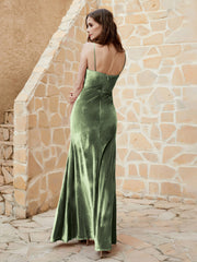Cowl Neck Floor-length Velvet Dress Dusty Sage