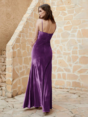 Cowl Neck Floor-length Velvet Dress Grape