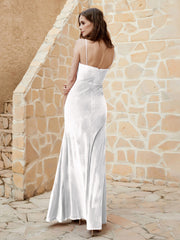 Cowl Neck Floor-length Velvet Dress Ivory