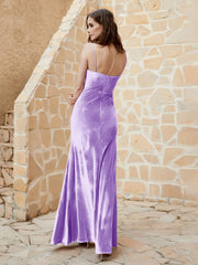 Cowl Neck Floor-length Velvet Dress Lilac