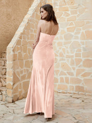 Cowl Neck Floor-length Velvet Dress Pearl Pink