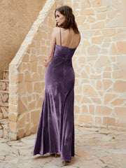 Cowl Neck Floor-length Velvet Dress Plum