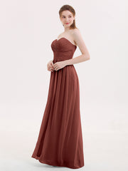 Sweethart Neck Long Chiffon DRESS WITH Slit Terracotta