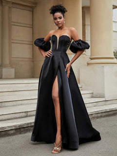 Off the Shoulder Sweetheart Prom Dress Black